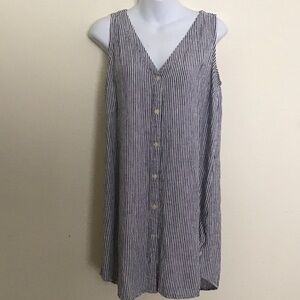 Gap linen blend blue and white pin stripe dress